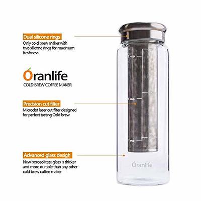 Hemli Cold Brew Bottle Coffee Maker, 18 oz Insulated Portable Cold Brew Cup  To-Go Coffee Tumbler, Cold Brew Travel Mug with Stainless Steel Filter