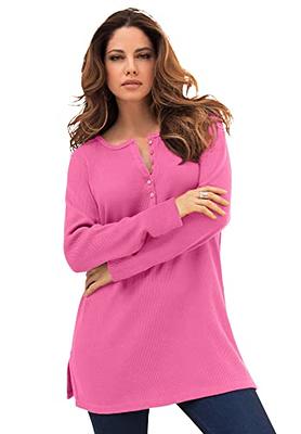 Roaman's Women's Plus Size Thermal Waffle Henley Tunic Long Sleeve Shirt - L,  Vintage Rose Beige - Yahoo Shopping