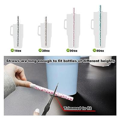 5 Pcs Reusable Glass Straws,Colorful Butterfly on Clear Straws With Design  7.9in X 8mm Shatter Resistant Bent Drinking Straws with 2 Cleaning Brushes