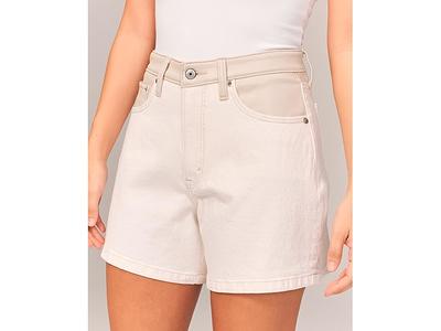 Abercrombie & Fitch Curve Love High Rise Dad Short (Ecru) Women's