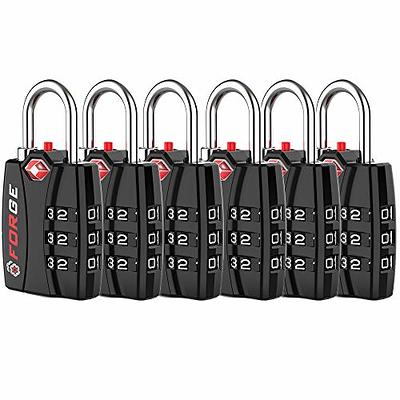  Forge Luggage Locks TSA Approved 4 Pack Black, Small  Combination Lock with Zinc Alloy Body, Open Alert, Easy Read Dials, for  Travel Suitcase, Bag, Backpack, Lockers.