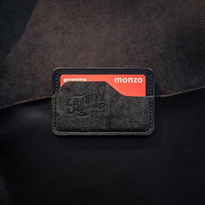 Thin Black Leather Wallet for Men. Minimalist Cardholder for 