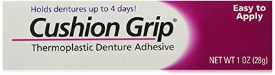 One application holds dentures up to 4 full days! Cushion Grip