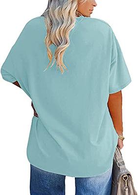 Fisoew Women's Plus Size T Shirts Oversized Tees Half Sleeve Crew Neck  Cotton Tunic Tops Dark Grey at  Women's Clothing store