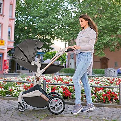 Hot Mom 360 Degree Rotating Baby Carriage Leather Pushchair Pram Stroller, Grey