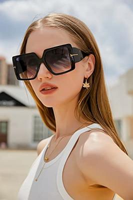  YAMEIZE Thick Frame Square Sunglasses - Trendy Chunky