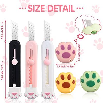 6 Pieces Cute Box Cutter Retractable Kawaii Knife Utility Kitty