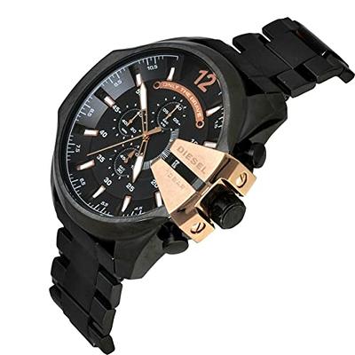 Diesel Men\'s 59mm Color: Stainless DZ4309) Watch, Chronograph Yahoo Steel Mega - Quartz Chief Shopping Black (Model