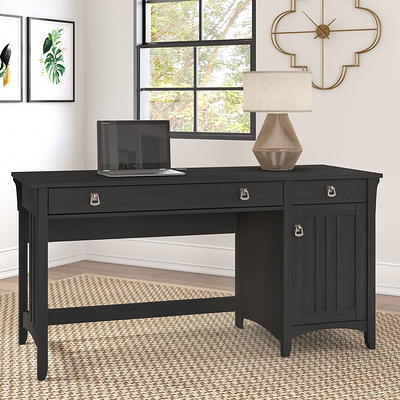 Bush Furniture Key West 54W Computer Desk with Keyboard Tray and Storage Dark Gray Hickory