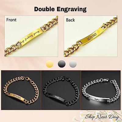 Custom Name Bar Bracelet Custom Engraved Metal Bracelets 