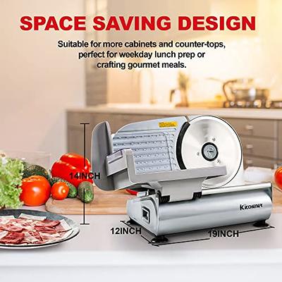 Meat Slicer, Anescra 200W Electric Deli Food Slicer with Two Removable  7.5'' Stainless Steel Blades and Food Carriage, 0-15mm Adjustable Thickness