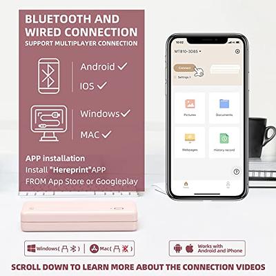  Portable Printer Wireless for Travel，Bluetooth Thermal Printer  Support 8.5 X 11 US Letter &Legal, A4&A5 Thermal Paper, Inkless Printer  Compatible with iOS, Android & Laptop for Office Car Home : Office