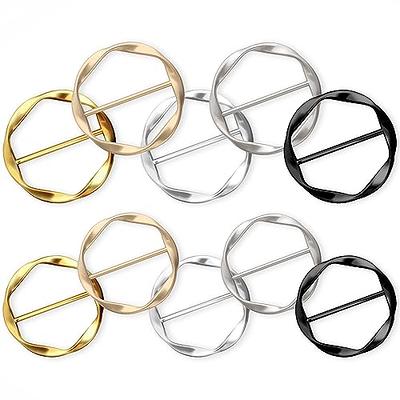 2pcs Silk Scarf Ring Clip Fashion T-Shirt Tie Clips for Women Scarves Clasp Waist Buckle Metal Ring for Shirts Clothing Zinc Alloy(Gold & Silver)