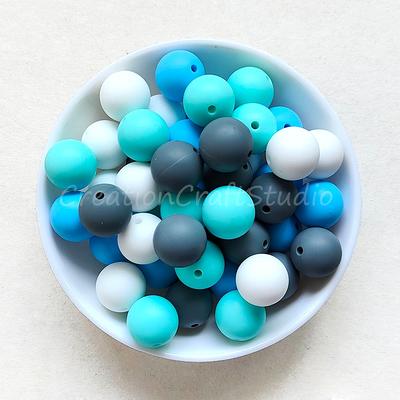 Litake 120Pcs Round Silicone Beads 15mm Necklace Bracelet Silicone