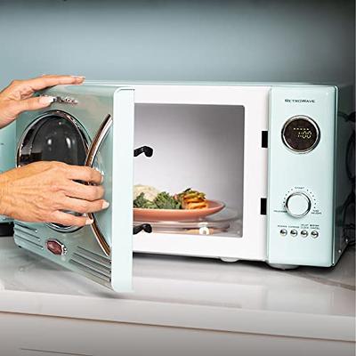 Costway 0.9 Cu.ft Retro Countertop Compact Microwave Oven - White