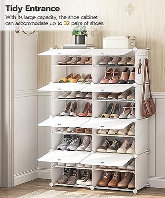 HOMIDEC homidec shoe rack, 8 tier shoe storage cabinet 32 pair plastic shoe shelves  organizer for closet hallway bedroom entryway