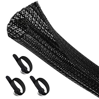 25ft - 1.25 inch PET Expandable Braided Sleeving – Black – Alex Tech Cable