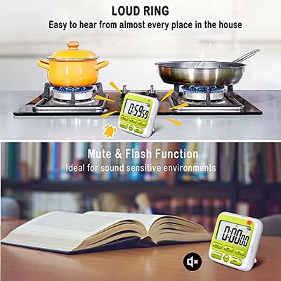 Digital Kitchen Timer Magnetic Loud Alarm, Large LCD Screen Silent/Beeping  Multi-Function for Teachers Classroom Kids, Black