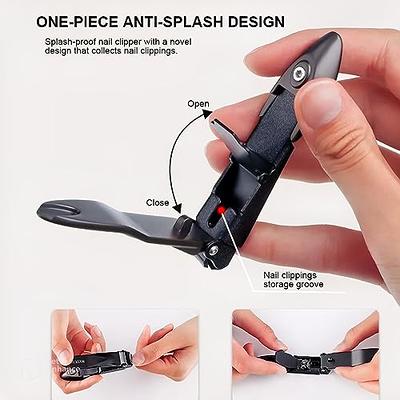 Nail Clippers for Men with Catcher - Razor-Sharp Heavy Duty Self-Collecting Nail  Cutters Set- Nail Art Tools 