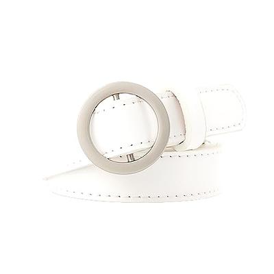 Faux Leather Belt with Round Buckle