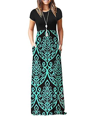 Plus Size Boho Maxi Dress,Women's Printing V Neck Sleeveless/Long Sleeve  Casual Flowy Split Beach Long Dress