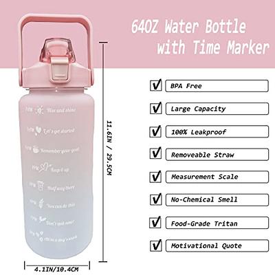 Sports Water Bottle With Straw, 2000ml Large Water Bottles With Marker