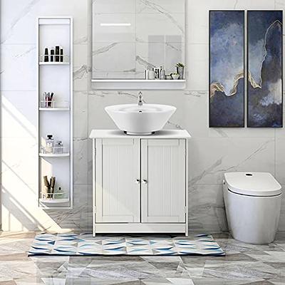 kleankin Under-Sink Bathroom Sink Cabinet, Storage Unit with U-Shape and Adjustable Internal Shelf, White