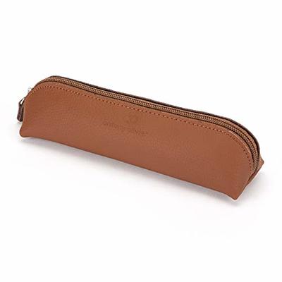 moonster Leather Pencil Case Pouch, Handcrafted Leather Pen Case with  Zipper That's Made To Last - Elegant & Practical Brown Leather Pencil Cases  for