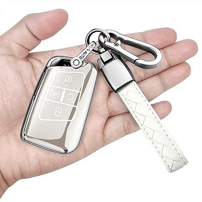 EKALA for Volkswagen Key Fob Cover with Keychain Lanyard, 4 Buttons Soft  TPU Keys Shells Girly White Key Fob Cover Compatible with Volkswagen Tiguan