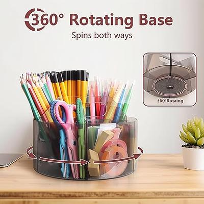  Acrylic Pen Holder Pencil Organizer, 360-Degree Rotating Crayon  Organizer for Kids Marker Holder Caddy Art Supply Organizer, Kids Desk  Organizer for Office Home School : Office Products
