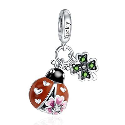 Annmors 925 Sterling Silver Charms Lucky Leaf Ladybug with 5A