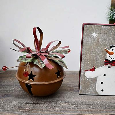 Large Christmas Jingle Bell Decoration, 4.5 X 5.5 Inch Rustic Red Jingle  Bell Hanging Christmas Tree Bell Ornament Metal Star Cutout Xmas Holiday