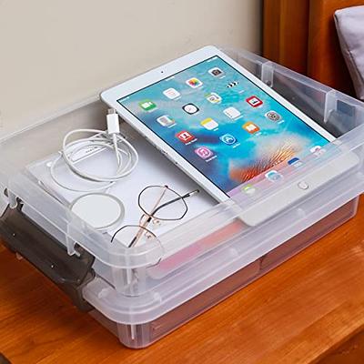 3 PCS Plastic Storage Bins with Latching Lids Portable Project Case Clear  File Box Stackable Storage Containers for Organizing A4 Paper, Photo,  Document, Scrapbook