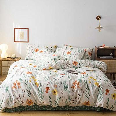 EAVD Garden Style Yellow Orange Flower Duvet Cover Full/Queen Soft