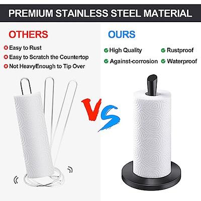 Paper Towel Holder Stand with Spray Bottle, Stainless Steel Paper Towel  Rack Dispenser for Kitchen Countertop, Weighted Vertical Paper Roll Holder  One