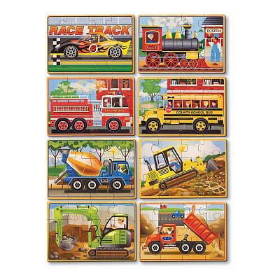 Melissa & Doug Construction Vehicles 4-in-1 Wooden Jigsaw Puzzles (48pc) :  Target