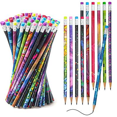 12 Wooden Lead Pencils Pack Cartoon With Eraser Colorful Novelty