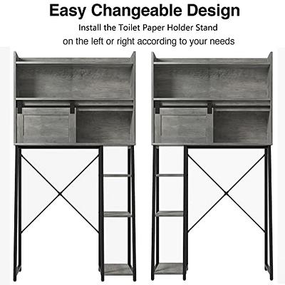 2-Tier Freestanding Matte Black Metal Over-the-Toilet Storage Rack