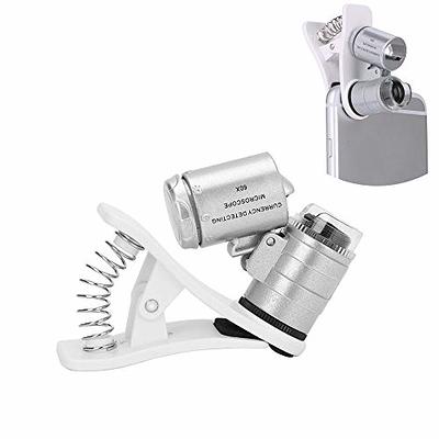 60X-100X Mini Microscope Portable Universal Clip Microscope Smartphone  Microscope Magnifying Glass with LED UV Light Magnifier