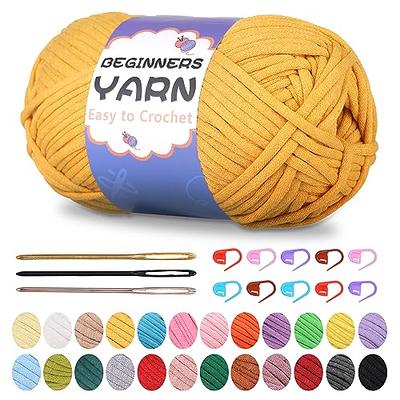 3 Pack Beginners Crochet Yarn, Orange Cotton Yarn for Crocheting Knitting Beginners, Easy-to-See Stitches, Chunky Thick Bulky Cotton Soft Yarn for