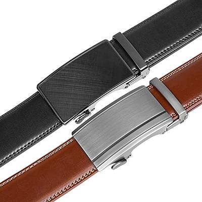 SENDEFN Leather Belt for Men Automatic Ratchet Buckle Slide Dress