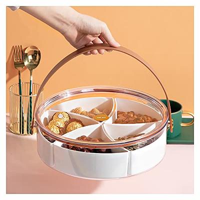 10 Pcs round Plastic Appetizer Tray with Lid Divided Serving Tray,  Disposable Fo