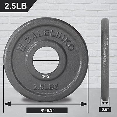 Balelinko 2-Inch Olympic Grip Plate Cast Iron Weight Plate for Strength Training, Weightlifting and Crossfit, Sold in Single or Pair - 2.5LB-45LB