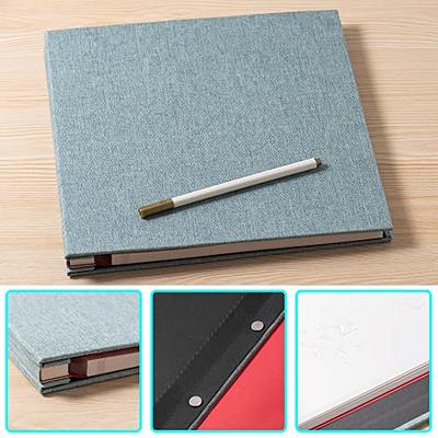 potricher Large Photo Album Self Adhesive 3x5 4x6 5x7 8x10 Pictures Linen  Cover 40 Blank Pages Magnetic DIY Scrapbook Album with A Metallic Pen (Gray)