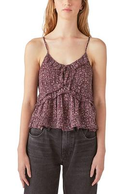 Lucky Brand Lace Detail Cotton Rib Henley Top