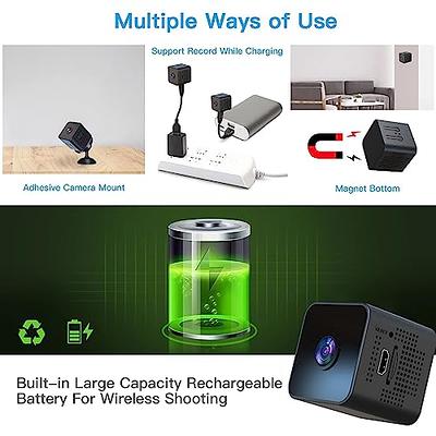 Mini Camera, Wireless WiFi Motion Detects Magnetic Camera, HD 1080P  Portable Home Security Cameras Covert Nanny Cam Small Indoor Outdoor Video  Recorder Motion Activated Night Vision (A) 