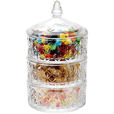 ComSaf Large Glass Candy Dish with Lid Clear Covered Candy Bowl Crystal  Candy