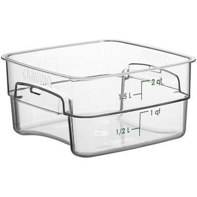 Cambro 2 Quart Clear Square Food Storage Containers with Lids, Set of 2