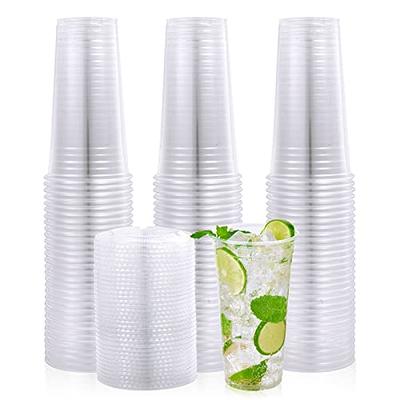 50 Pack] 24oz Cups, Iced Coffee Go Cup and Dome Lid, Cold Smoothie, Plastic Cups with Dome Lids, Clear Plastic Disposable Pet Cup