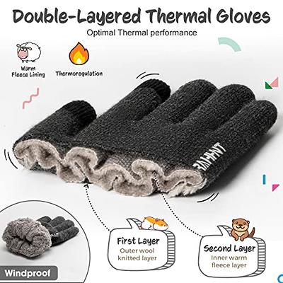 Rahhint Wool Winter Gloves Men Women Fleece lined Knit Gloves with